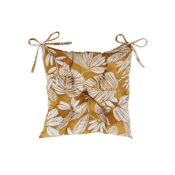 Galette de chaise carrée imprimée - lot de 2 (jaune)