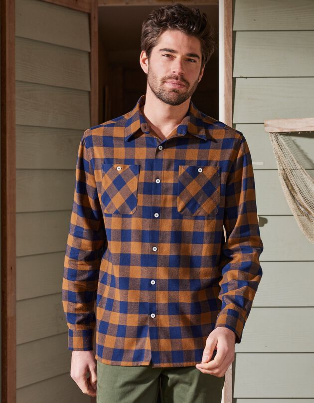 Chemise carreaux écossais flanelle (cuivre / marine)