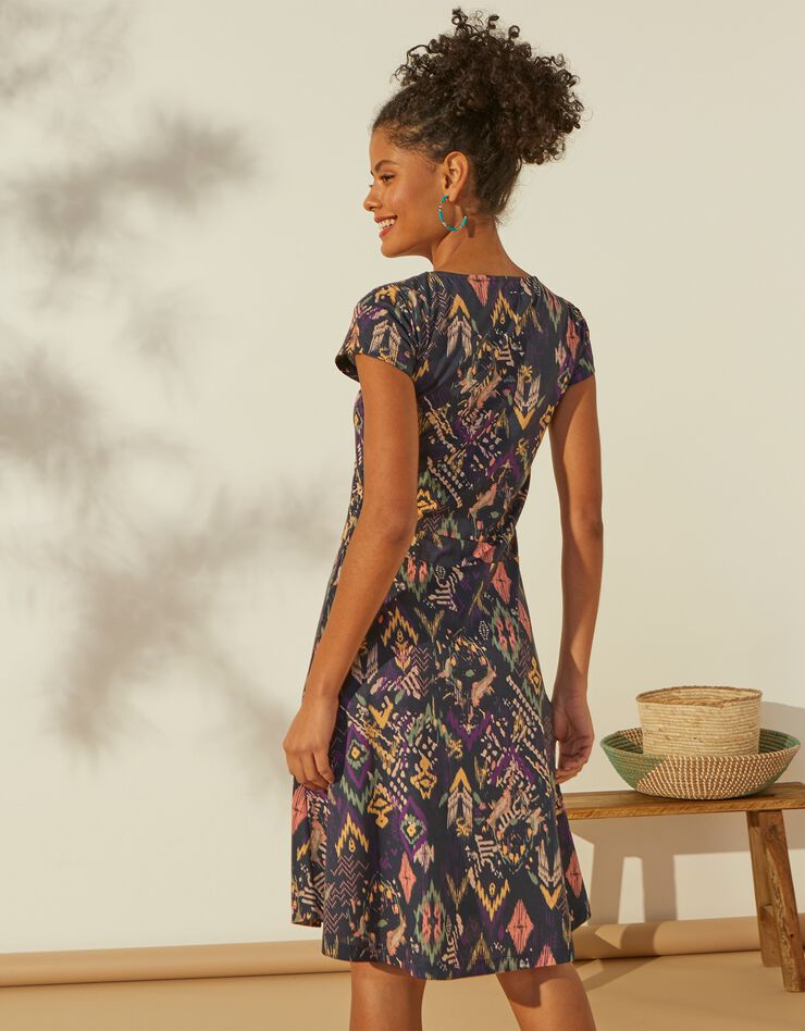 Robe courte imprimée (marine / corail) Robe courte imprimée (marine / corail)