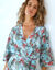 Peignoir kimono imprimé - coton modal (bleu ciel)