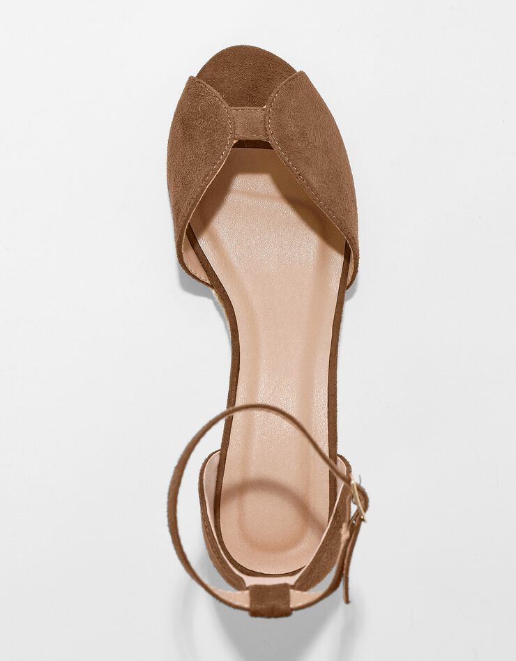 Sandale compensée corde à bout ouvert (caramel)