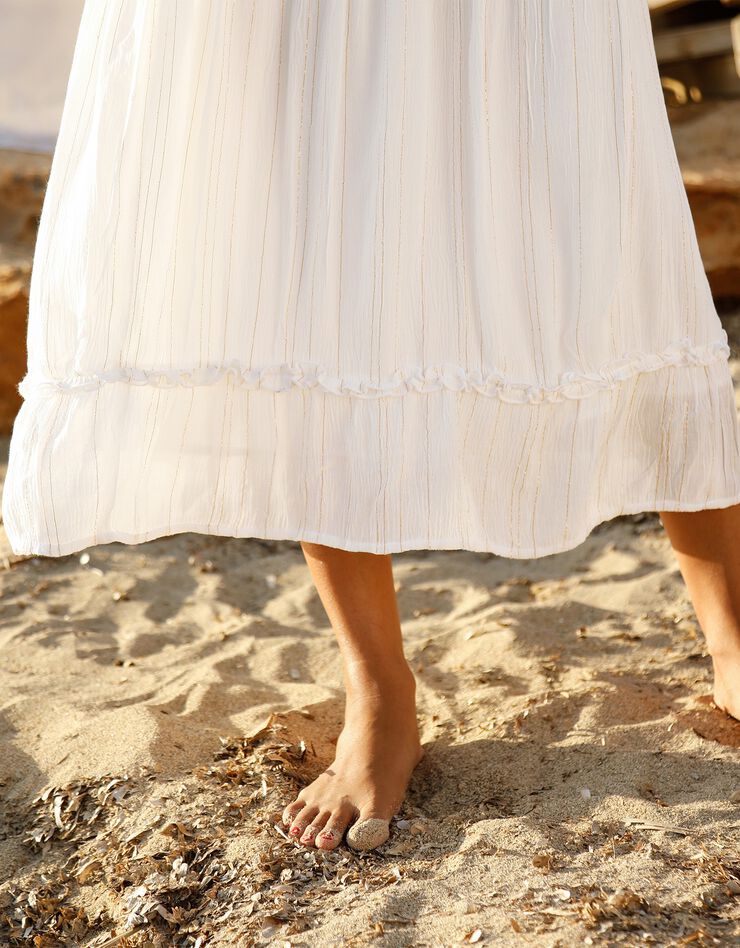 Robe longue volantée unie (blanc) Robe longue volantée unie (blanc)