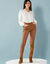 Pantalon droit à découpes, Spécial Petites (noisette)
