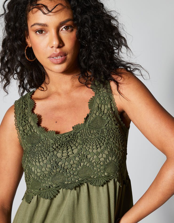 Robe plastron macramé (kaki)