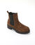 Boots &eacute;lastiqu&eacute;es cuir motif l&eacute;opard, semelle crant&eacute;e (marron / noir)