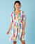 Robe courte Spécial Petites, voile imprimé (écru / violet)