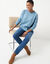 Pull col rond, maille fantaisie toucher doux (bleu grisé)