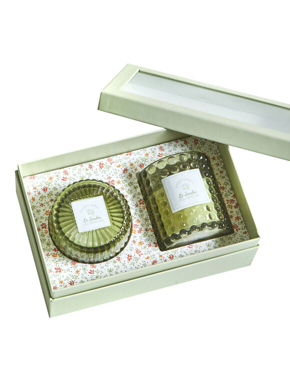 Coffret de 2 bougies parfum&eacute;es (vert)