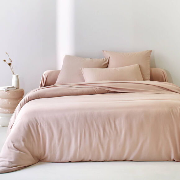 Linge de lit uni en bambou et en lin** (rose p&acirc;le)