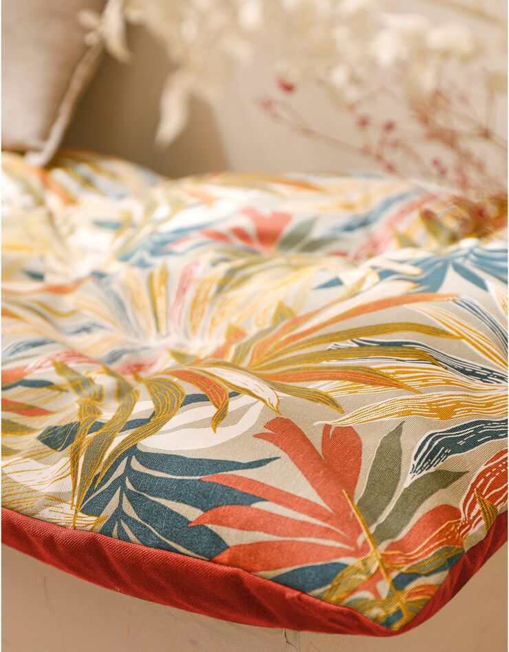 Long coussin de sol imprimé feuillage (vert / rouge)