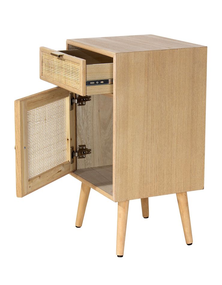 Table de chevet RANAË bois placage frêne et cannage rotin (naturel)