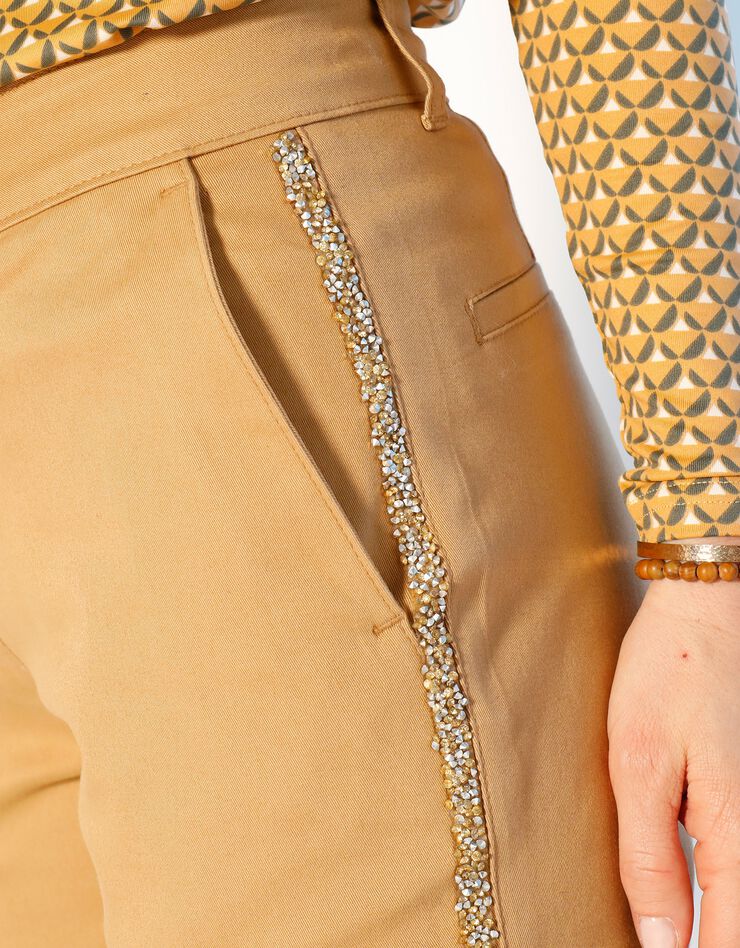 Pantalon chino bande strassée (safran) Pantalon chino bande strassée (safran)