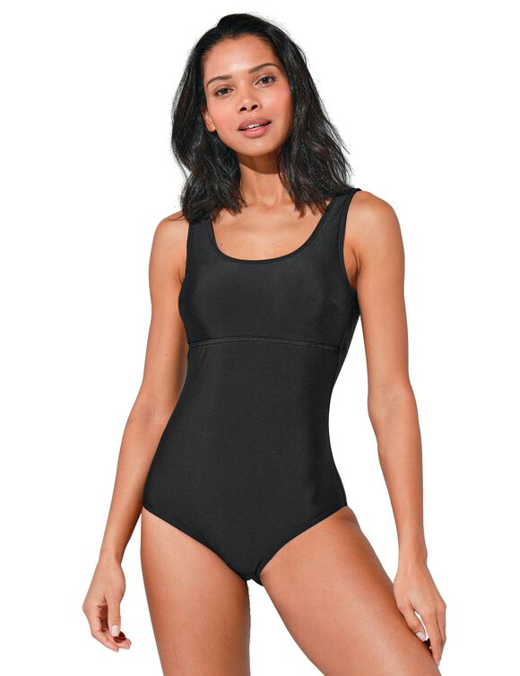 Maillot de bain 1 pi&egrave;ce sp&eacute;cial piscine uni (noir)