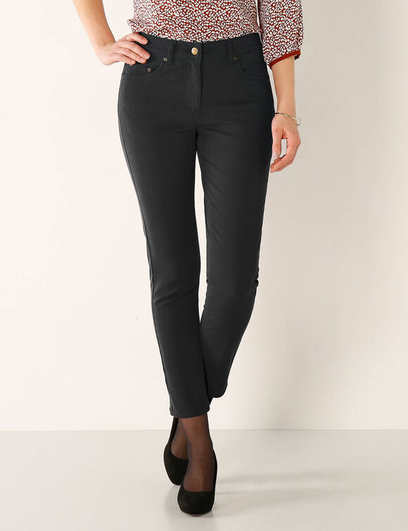 Pantalon 7/8&egrave;me fusel&eacute; stretch uni (noir)