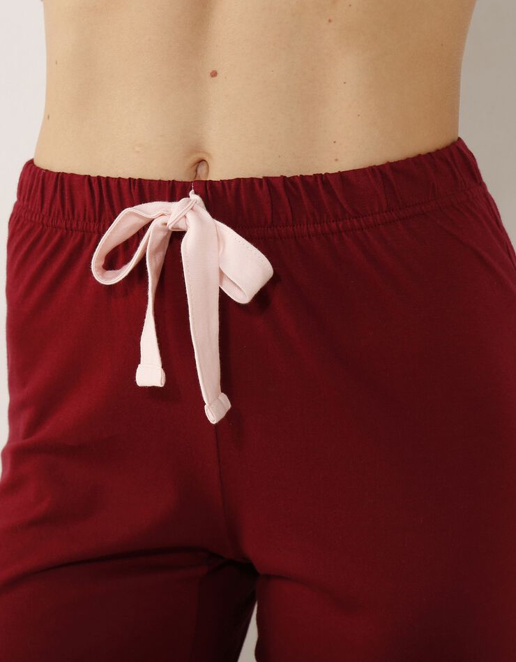 Pantalon base fleurie - jersey coton (cerise)
