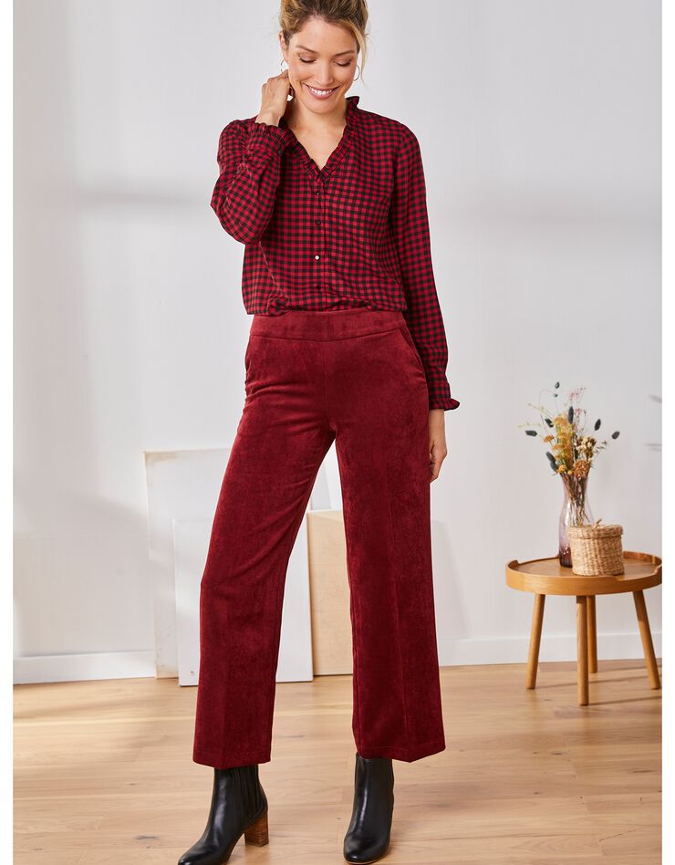 Pantalon velours longueur 3⁄4, taille haute (brique) Pantalon velours longueur 3⁄4, taille haute (brique)