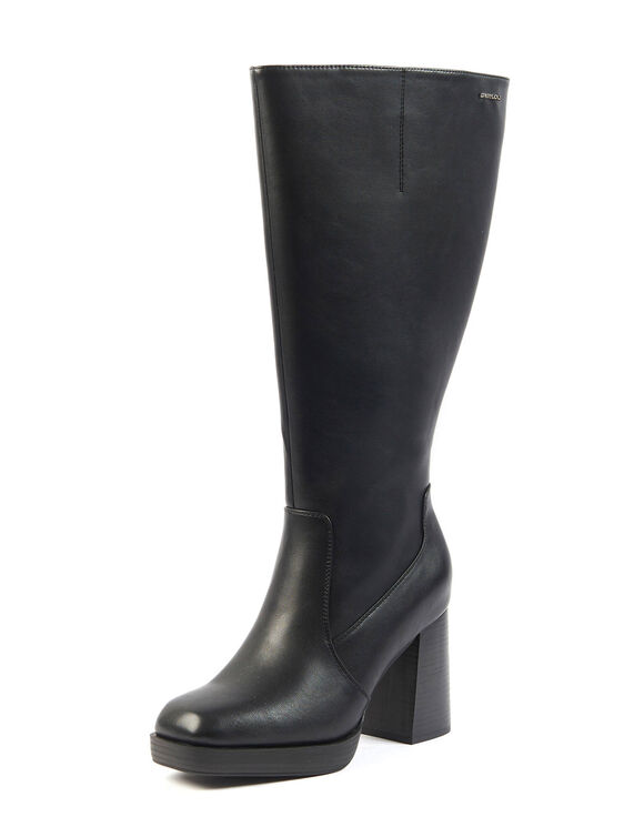Bottes Melissa larges mollets 2XL, &agrave; talon et bande &eacute;lastiqu&eacute;e (noir)