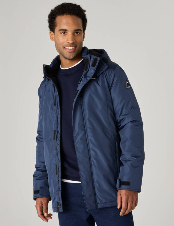 Parka imperm&eacute;able doubl&eacute;e polaire &agrave; capuche (marine)