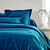 Linge de lit uni - coton bio** (bleu paon)
