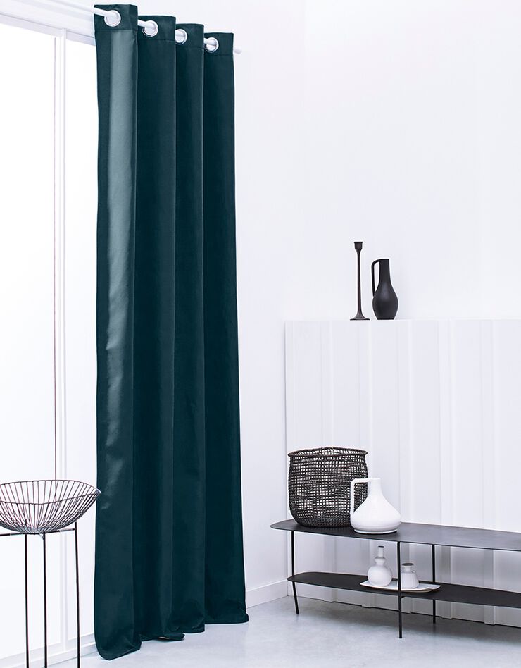 Rideau oeillets uni (bleu paon)