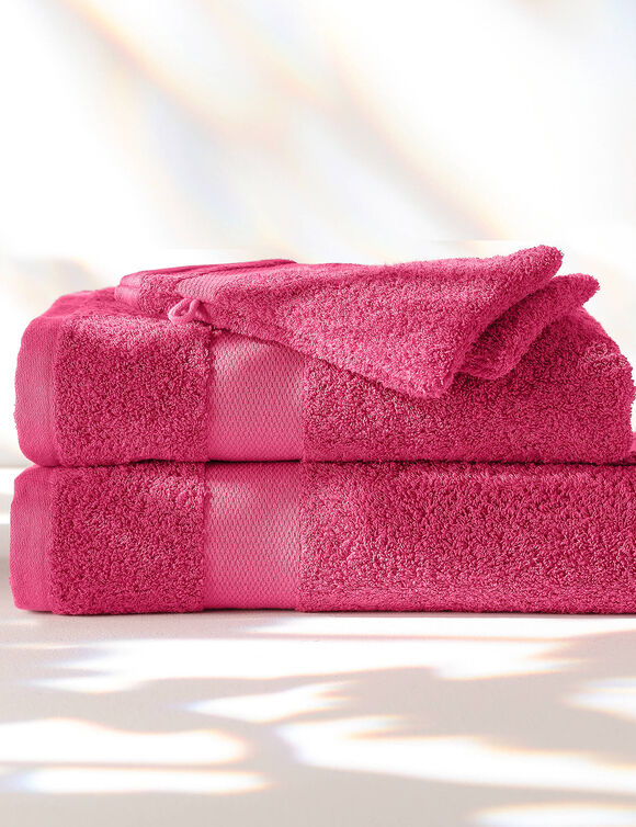 Collection serviettes de bain unies coton modal 500 g/m² (framboise)