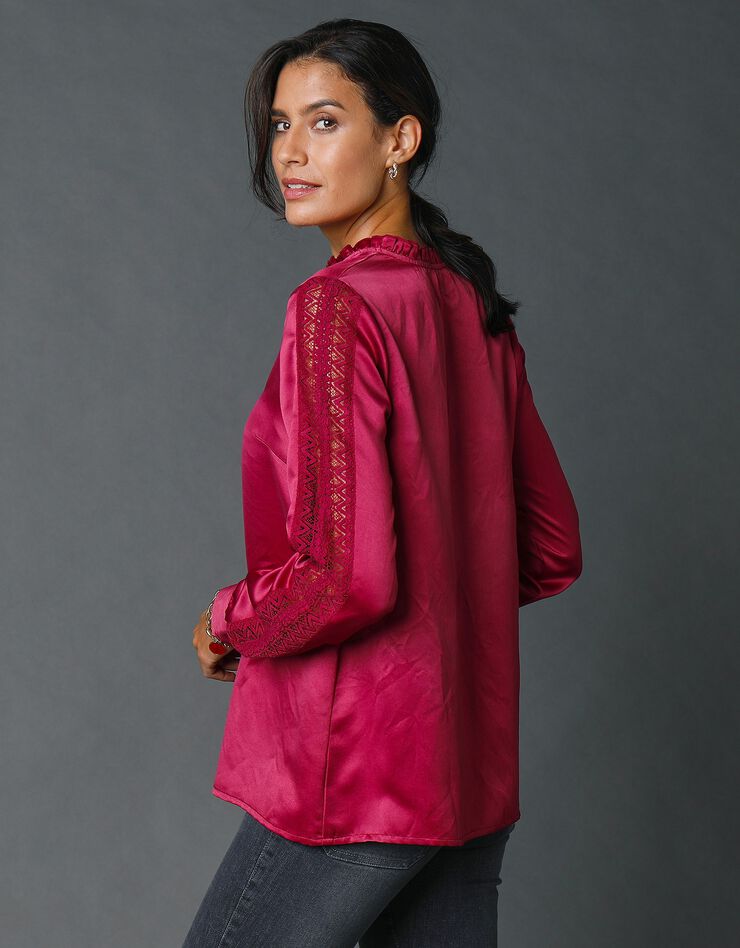 Blouse satinée manches longues (violine) Blouse satinée manches longues (violine)