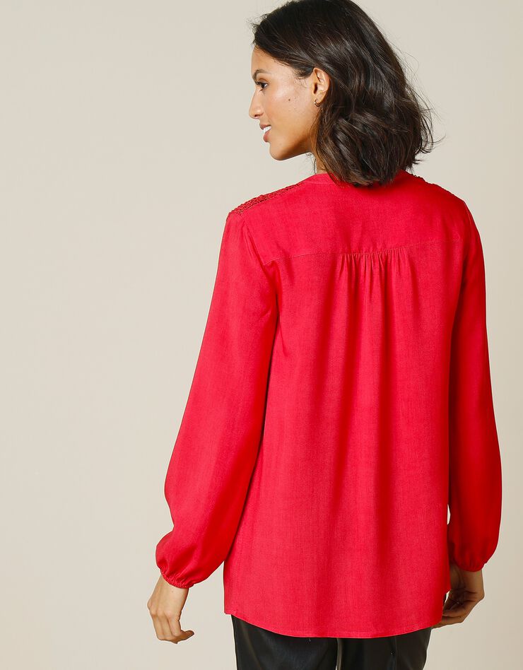 Blouse macramé manches longues (rouge) Blouse macramé manches longues (rouge)