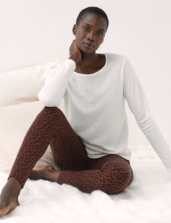 Legging long imprim&eacute; animalier - chaleur mod&eacute;r&eacute;e  (chocolat / noir)