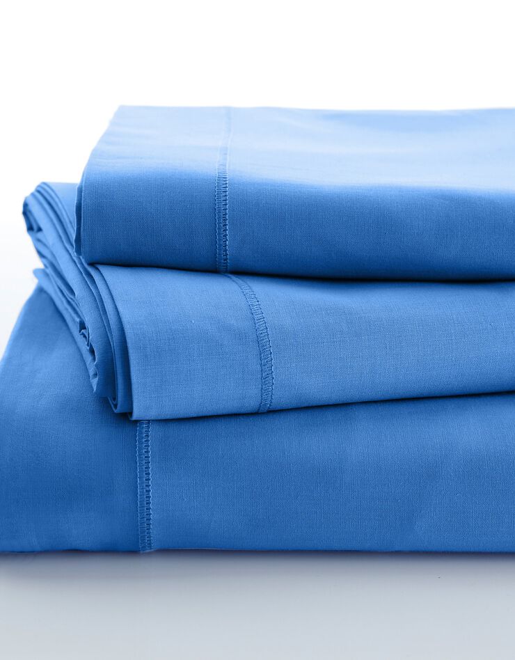 Linge de lit uni polyester-coton Colombine (océan)