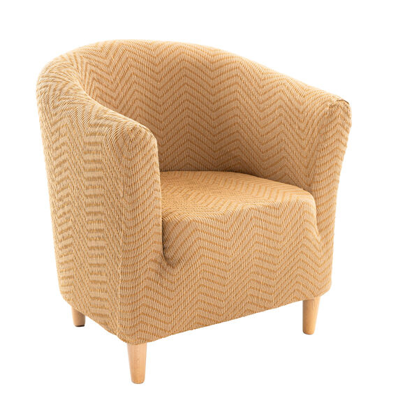 Housse extensible motif jacquard "chevrons" spéciale fauteuil cabriolet  (beige)