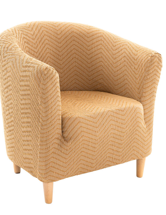 Housse extensible motif jacquard "chevrons" spéciale fauteuil cabriolet  (beige)