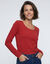 T-shirt col rond uni, maille douce (rouge vif)