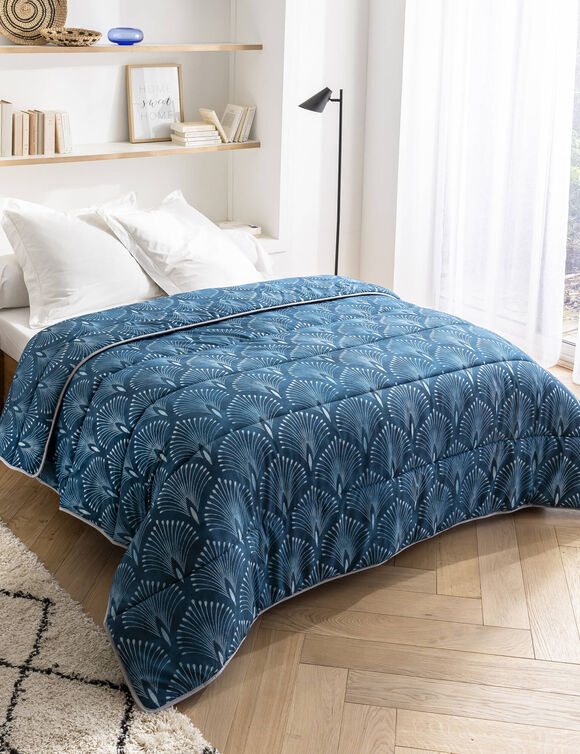 Couette coton imprimée Palmito 200 g/m² (bleu)
