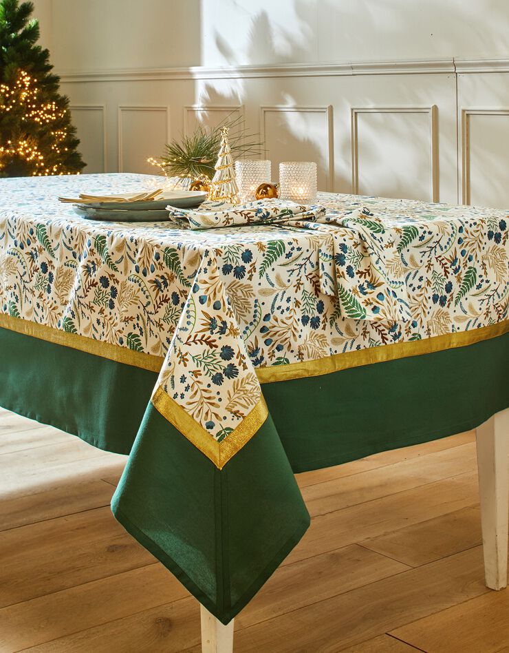 Nappe imprimée forêt enchantée (blanc / vert)