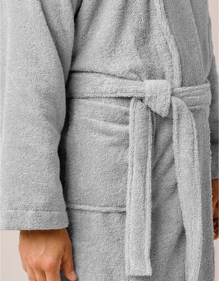Peignoir mixte adulte col châle éponge bouclette (gris)