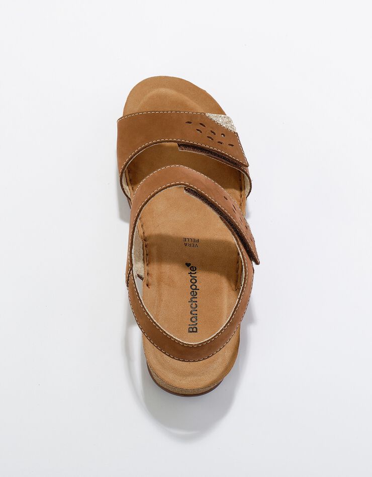 Sandales largeur confort en cuir - marron (marron)