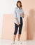 Pantalon capri taille haute (marine)