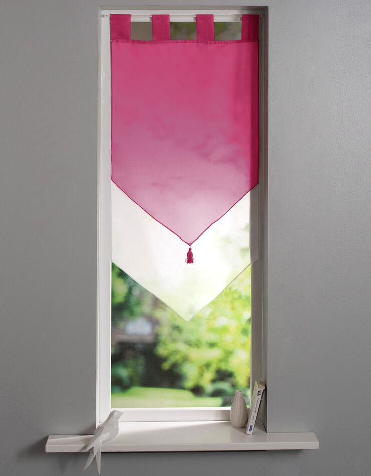 Vitrage voile double uni forme pointe finition pattes (cassis / blanc)