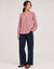 Chemisier boutonn&eacute; col mao uni, coton dobby (rose)