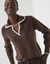 Pull col polo bicolore  (chocolat)
