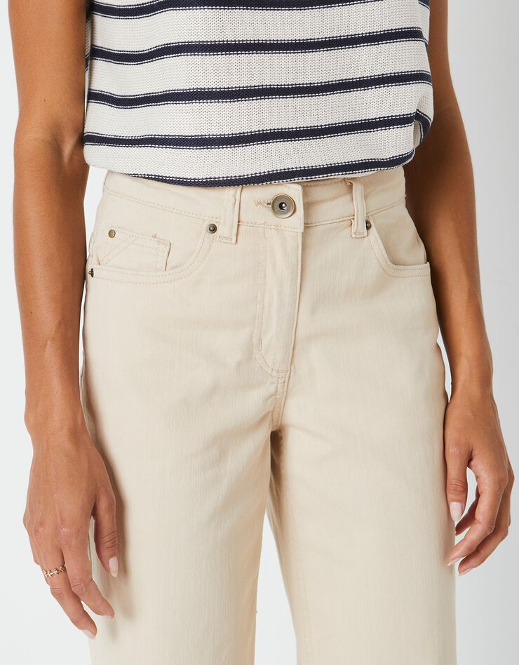 Jean large raccourci coupe stretch couleur, spécial petites (grège) Jean large raccourci coupe stretch couleur, spécial petites (grège)