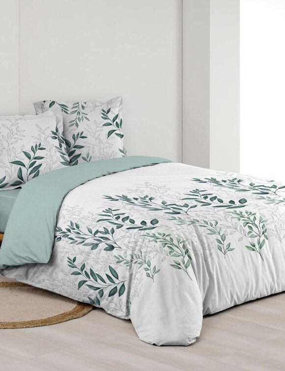 Parure de lit imprimée Wendy - percale de coton (vert)