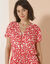 Robe courte col zippé, crépon imprimé (rouge / écru)