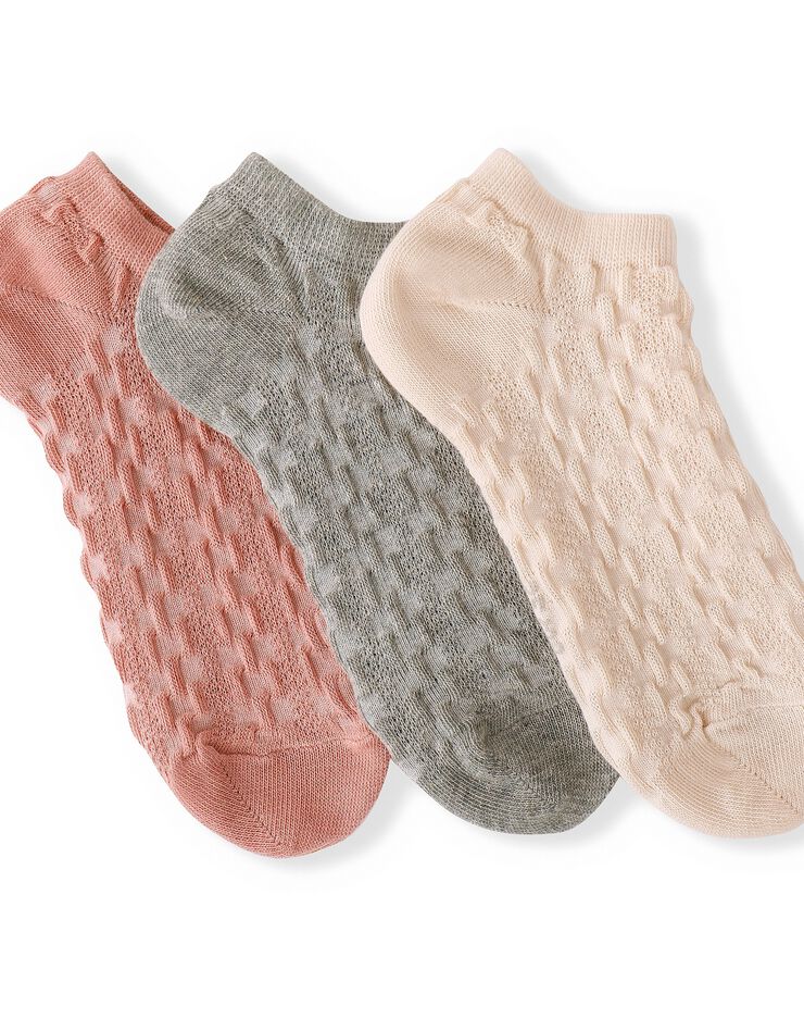 Socquettes texturées en maille damier - lot de 3 paires (neutre) Socquettes texturées en maille damier - lot de 3 paires (neutre)