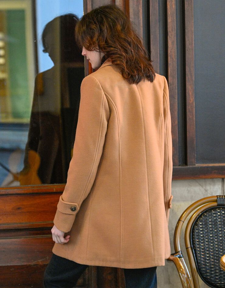 Manteau caban drap de laine (caramel)