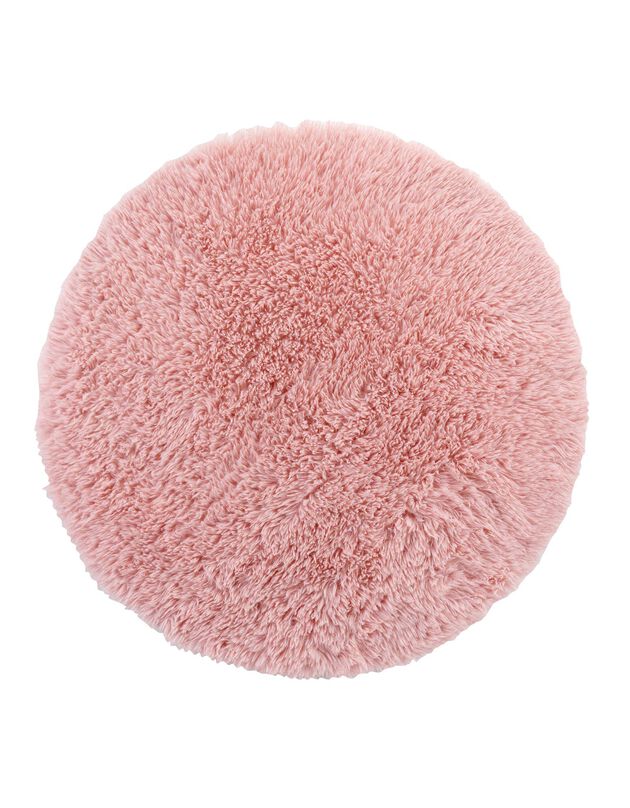 Tapis fausse fourrure - rond (rose)