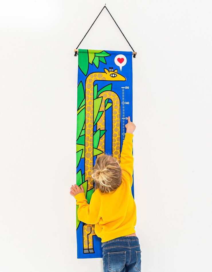 Toise "girafe" en tissu, collection enfant LEM (bleu / jaune)