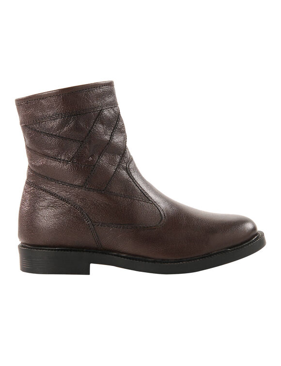 Botillons zipp&eacute;s cuir fourr&eacute;s laine - jusqu'au 46 (marron)
