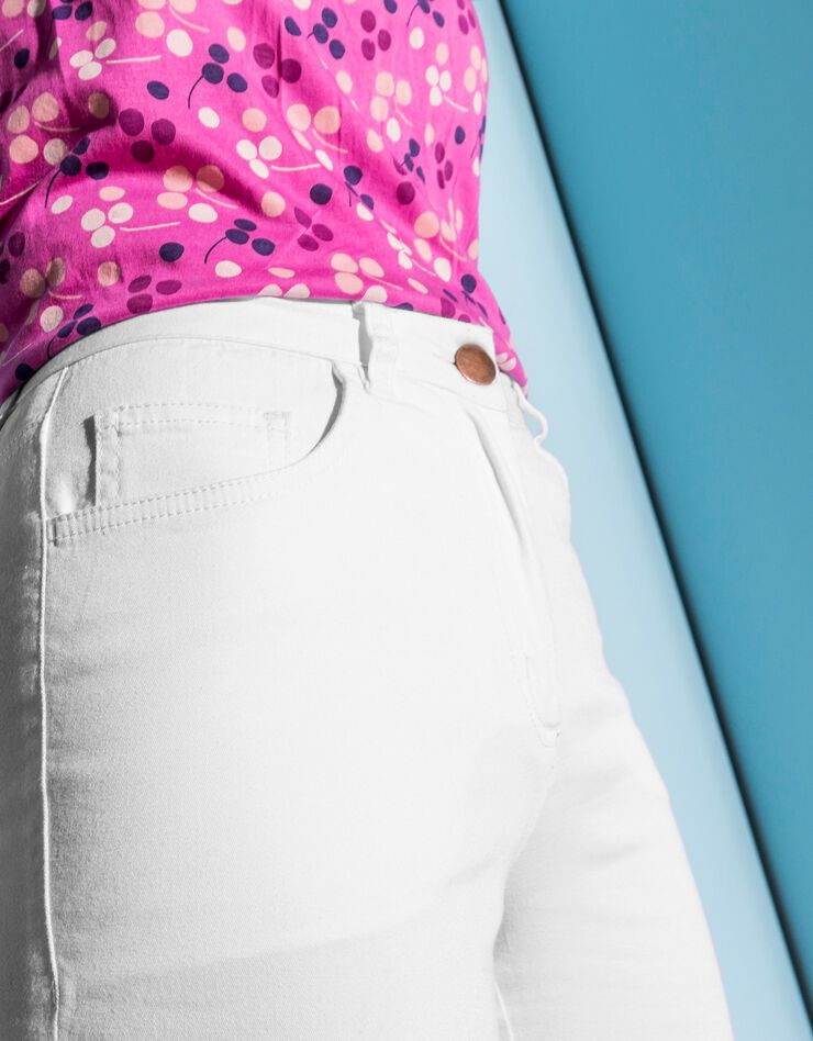 Pantalon effet ventre plat coton extensible (blanc) Pantalon effet ventre plat coton extensible (blanc)