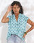 Blouse sans manches imprimée, crépon (turquoise)
